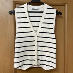 ザラ　ボーダー　サマーニット　ベスト　ノースリーブ