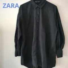 ZARA ザラ 長袖シャツ ブラック バルーン袖 無地のサムネイル