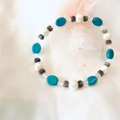 ターコイズパールブレスレット　ブレスレット　ブルー