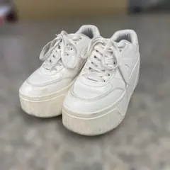 ZARA ザラ プラットフォームスニーカー 36 厚底 ホワイト 小物 格安