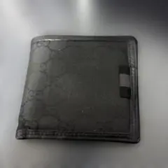 ブラックレザー GGパターン 二つ折り財布