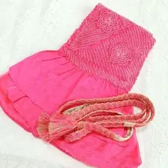 C4 帯揚げ 帯締め セット しぼり ピンク