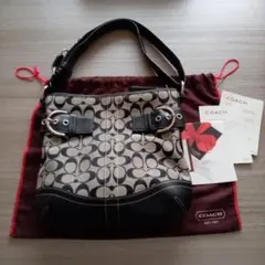 COACH ショルダーバッグシグネチャー　グレー×ブラック