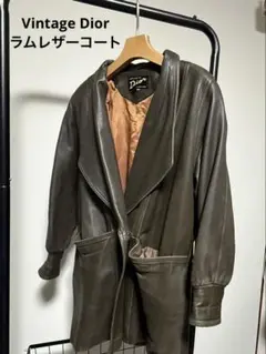 80's vintage dior レザーダブルブレストコート