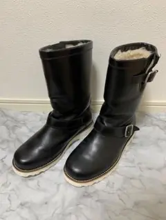 UGG ブラックレザー ムートンブーツ　3243 26cm エンジニアブーツ
