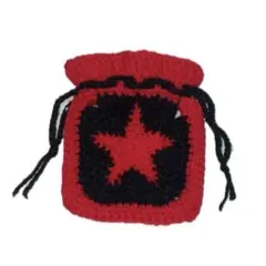 かぎ針編み　巾着袋　星　赤黒