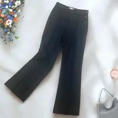 《vanessabruno》 フレアパンツ 36 黒 サイドボタン ストレッチのサムネイル
