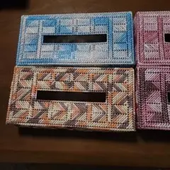 編み込みのティッシュカバー4点セット