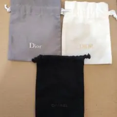 CHANEL　Dior　ノベルティ巾着 ポーチ 白　グレー　黒　ミニ