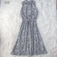 ViS フラワープリント ノースリーブ ワンピース 花柄