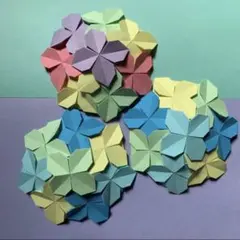 あじさい 紫陽花 立体 折り紙 花 ３こセット 壁面飾り パステル2のサムネイル