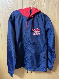 adidas ナイロンジャケット ネイビー/レッド