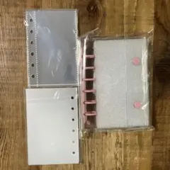 A7サイズ シール帳 リフィル 20枚付 バインダー セット/透明 6穴　ピンク