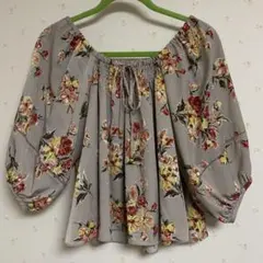 mysty woman ハナガラ2WAYフレアBL 花柄グレー