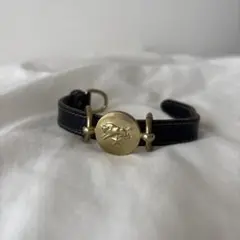 イルビゾンテ　黒レザー金メダルブレスレット