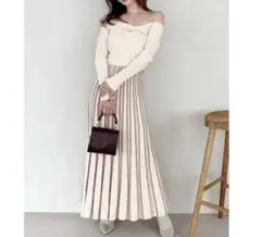 RESEXXY / オフショルフレアニットワンピース