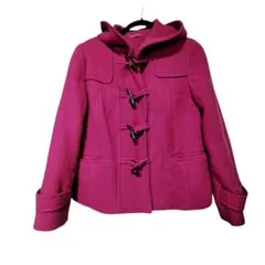 フード付きアンゴラ混ローズピンクダッフルコート　Mサイズ　アウターコート