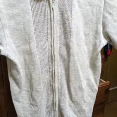 COMME CA MEN ベージュ ジップアップパーカー　半袖