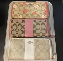 COACH 花柄 長財布 ベージュ/ピンク　まとめ売り