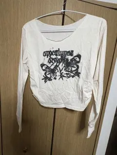 グラフィックプリント Vネック長袖トップス