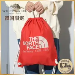 新品 韓国限定 ノースフェイス ビッグロゴストリングバッグ オレンジ ジムサックのサムネイル