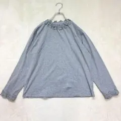 nn227 エリフェ 長袖カットソー 花柄レース コットン 綺麗めカジュアル