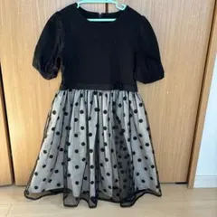 組曲　黒と白のドット 半袖ワンピース 140cm