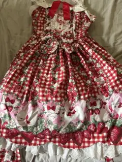 Angelic Prettyギンガムチェックうさぎいちご柄 ジャンパースカートのサムネイル