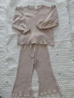 キッズ　110 120 セットアップ　ワッフル　ベージュ　長袖