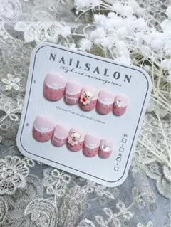 可愛いピンクのネイルチップセット