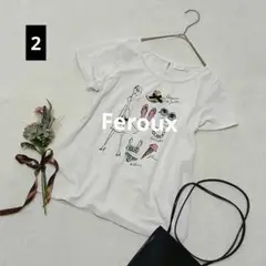 1933ꕤフェルゥ イラストデザイン半袖Tシャツ【2】白 可愛い 女の子