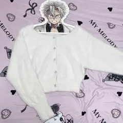 MERCURYDUO ミニシャギービジューボタンカーディガン