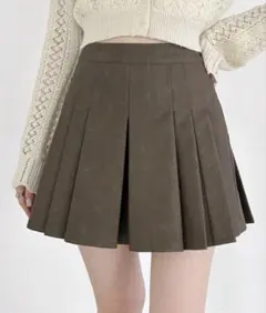 Heather フェイクレザープリーツミニスカート　S ブラウン
