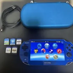 PS Vita サファイアブルー本体　ソフト5本 メモリーカード16gb