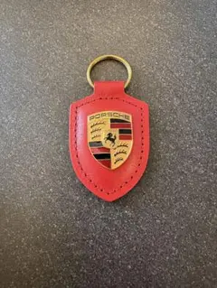 Porsche ポルシェ 純正 クレストキーリング ポルシェ レザー 赤 - メルカリ