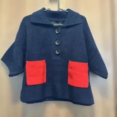 ZARA ネイビー 赤ポケット ニットセーター 新品未使用