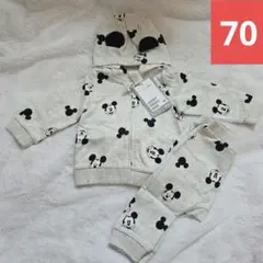 【新品】H&M ミッキーマウス柄 　パーカー　ズボン　セットアップ　上下 70