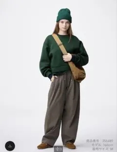 GU バレルレッグプルオンパンツ　M オリーブ