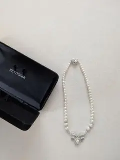 PETITSOIRパール 3点セットネックレスイヤリングケース付SILVER刻印 