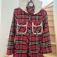 チェック柄フード付きトップス