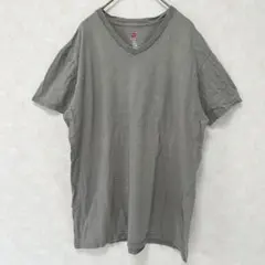 Hanes ヘインズ ナノT Vネック Tシャツ L グレー 無地 半袖 綿のサムネイル