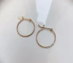 美品✿アガット　ツイストフープピアス　K10