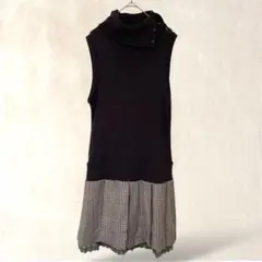 オリーブデオリーブ　タートルネック　ノースリーブワンピース　F　ブラウン系　膝丈