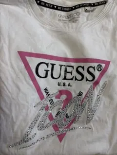 GUESS ラインストーン ロゴ Tシャツ ホワイトのサムネイル