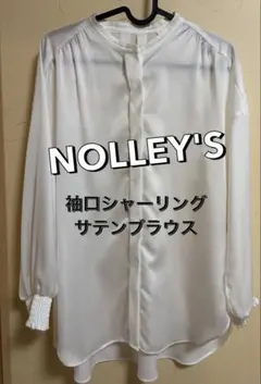 NOLLEY'S 袖口シャーリングサテンブラウス オフホワイト　美品