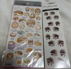 【大人の図鑑】他　ハリネズミ　シール　2枚セット