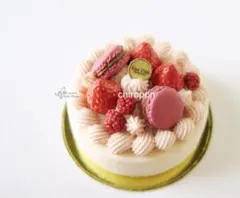 1/12 ミニチュア デコレーションケーキ ベリー マカロン スイーツ 苺