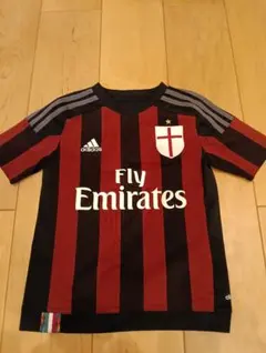 adidas サッカーシャツ 赤黒 ストライプ