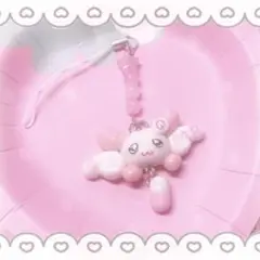 ぴんく天使うさちゃんストラップ カプセルチャーム付き