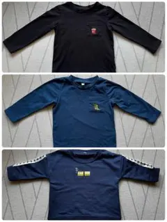 長袖Tシャツ 3枚セット 90 95 男の子 恐竜 電車 保育園着 まとめ売り